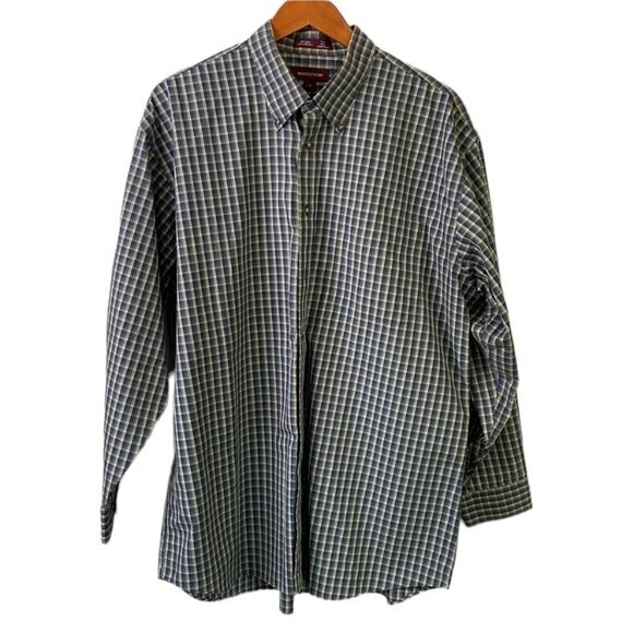 Nordstrom Smartcare Checked Button Down Shirt Long Sleeves Cotton Pocket Size XL - Picture 1 of 16